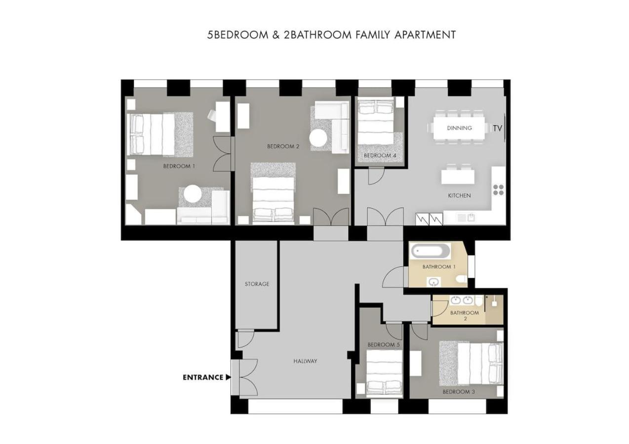 5Br 2Bath Family Apt 5Mins To Wenceslas Square 프라하 외부 사진